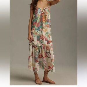 NWOT Anthropologie Multicolor Floral patchwork Maxi Dress